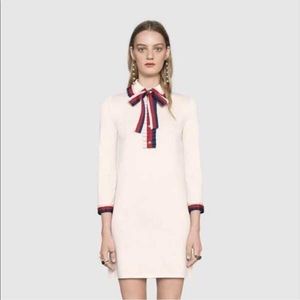Gucci ivory white Sylvie web trimmed dress